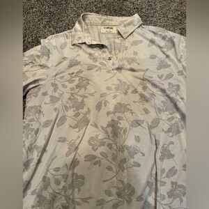 Linksoul Light Gray Floral Polo Shirt large golf